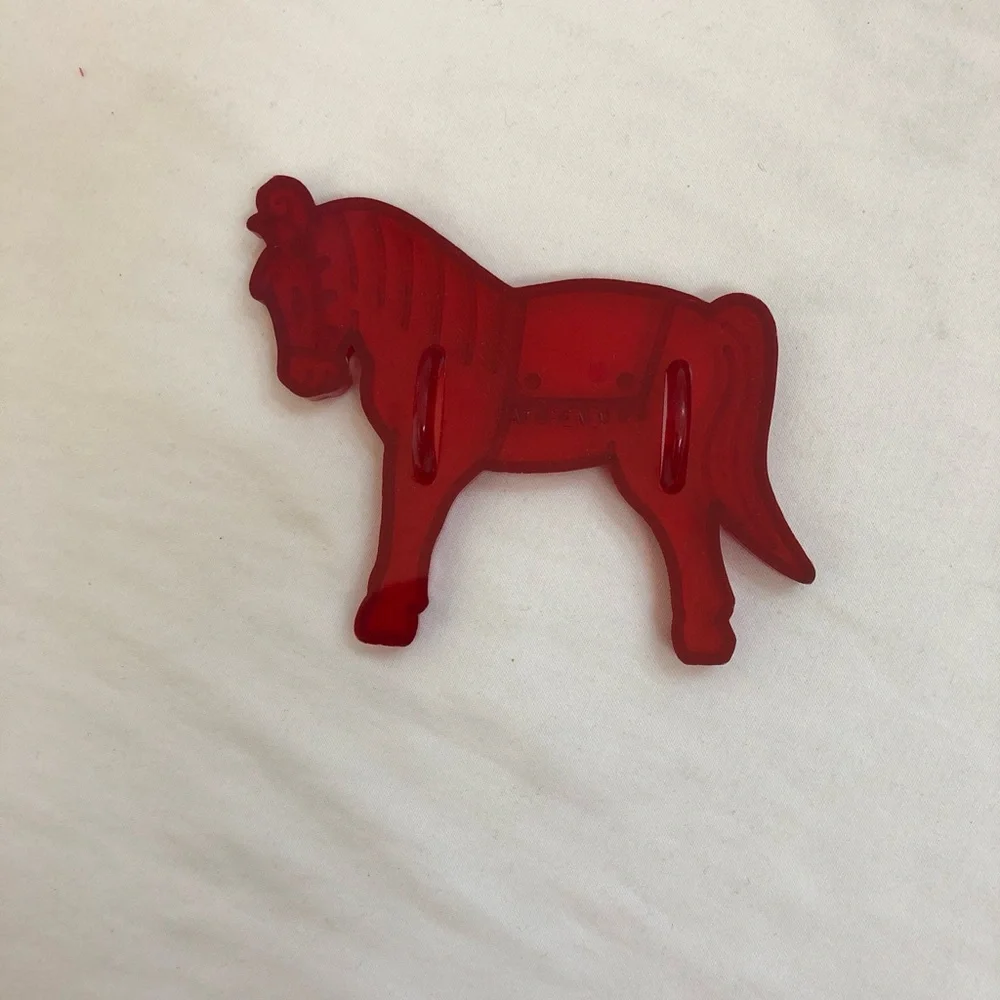 9 Cookie Cutters Red Plastic Translucent Vintage Animals Circus Pony Lamb Bear